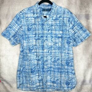 Polo Ralph Lauren Mens XL Shirt Blue Paisley Button Down Casual Cotton EUC